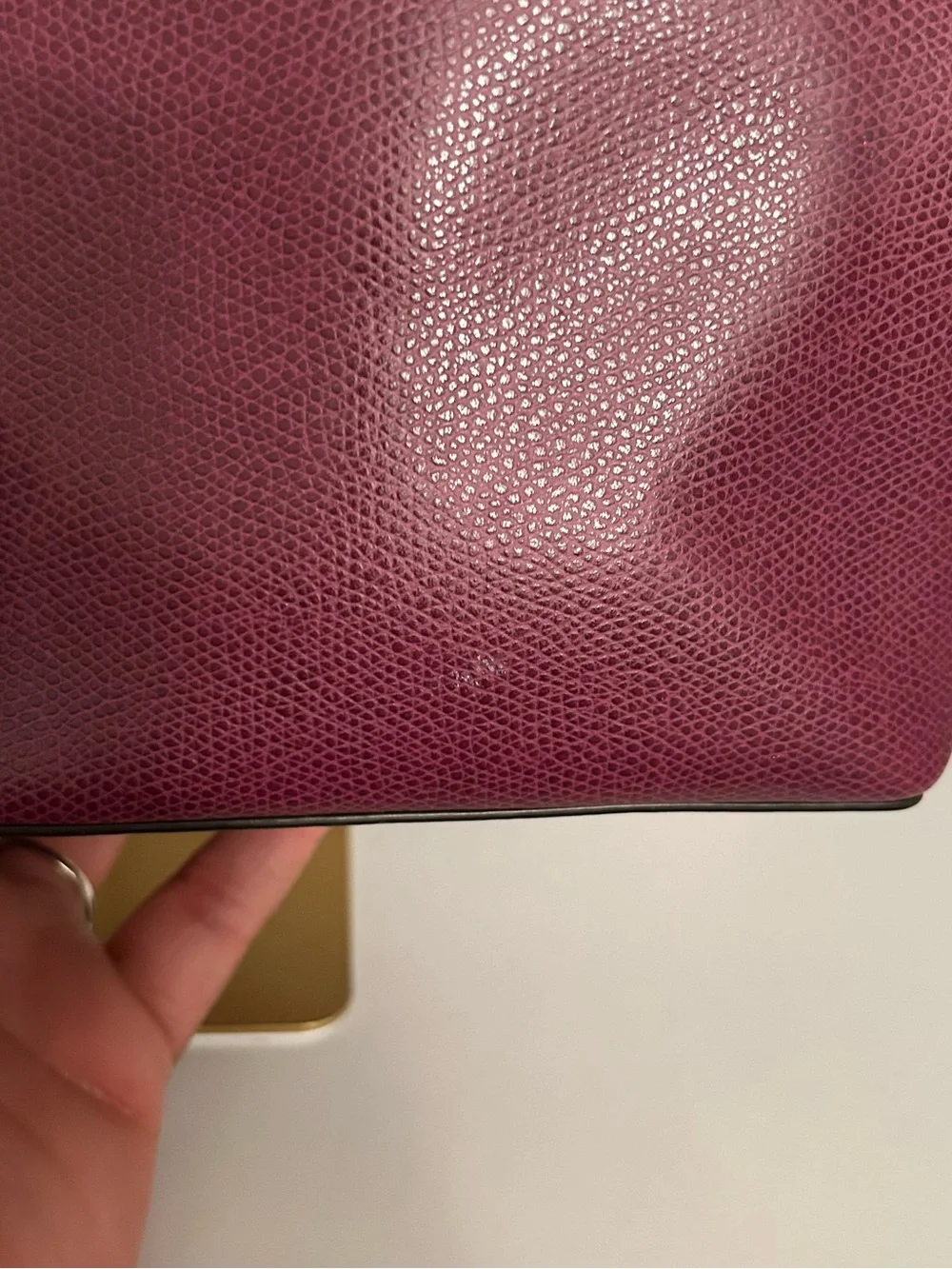 Michael Kors Plum Pebbled Leather Tote with Gold Plaque